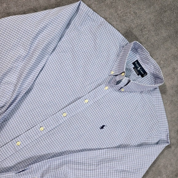 Ralph Lauren Other - Ralph Lauren Button Down Mens 17.5 34/35 Blue Check Excellent Custom Fit Cotton